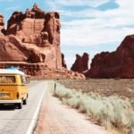 yellow Volkswagen van on road